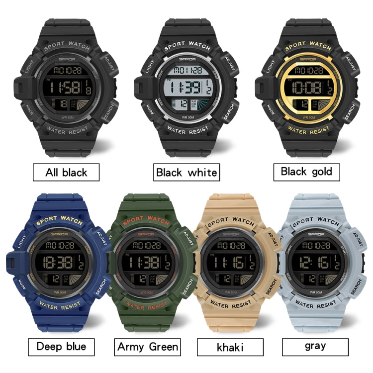 SANDA 2106 LED Digital Display Luminous Alarm Clock Men Outdoor Sports Electronic Watch(Black) - LED Digital Watches by SANDA | Online Shopping South Africa | PMC Jewellery | Buy Now Pay Later Mobicred