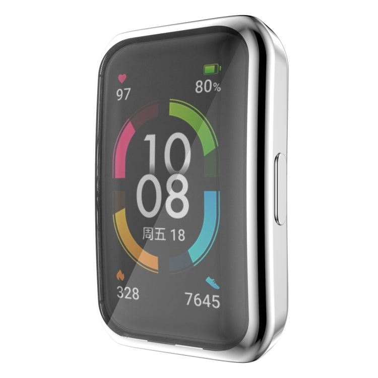 For Huawei Band 6 / 6 Pro / Honor Band 6 Full Coverage TPU Electroplating Protective Case Cover(Silver) - Watch Cases by PMC Jewellery | Online Shopping South Africa | PMC Jewellery | Buy Now Pay Later Mobicred