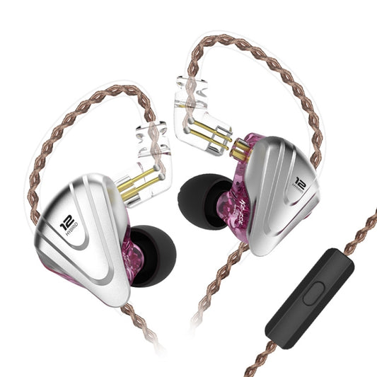 KZ ZSX 12-unit Ring Iron Metal Gaming In-ear Wired Earphone, Mic Version(Purple) - In Ear Wired Earphone by KZ | Online Shopping South Africa | PMC Jewellery