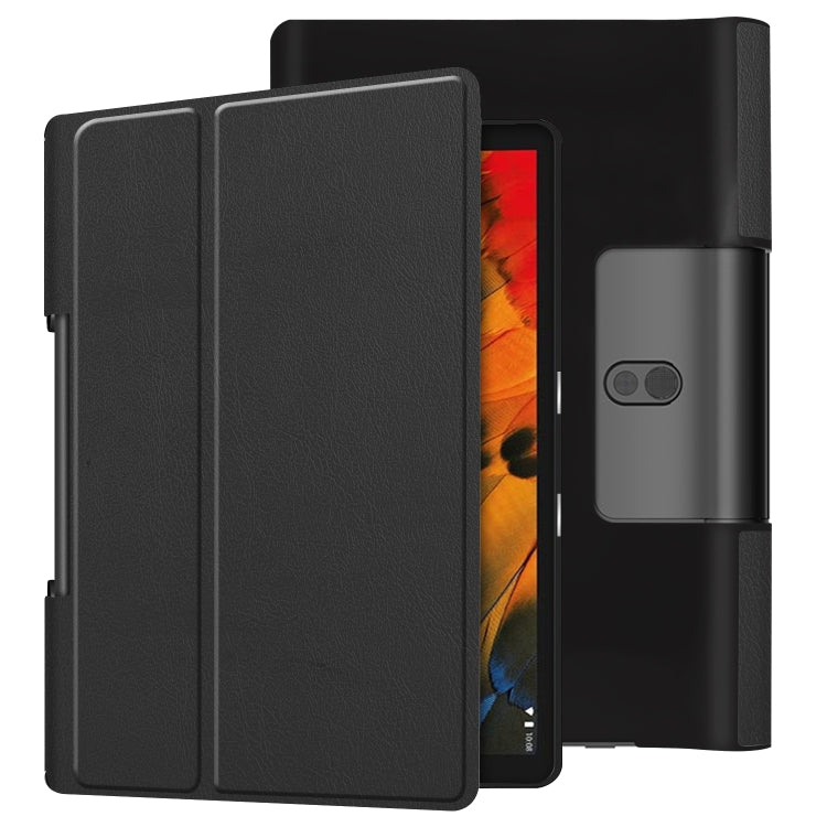 For Lenovo Yoga Smart Tab Custer Texture Horizontal Flip Leather Case with Two-folding Holder(Black) - For Lenovo by PMC Jewellery | Online Shopping South Africa | PMC Jewellery