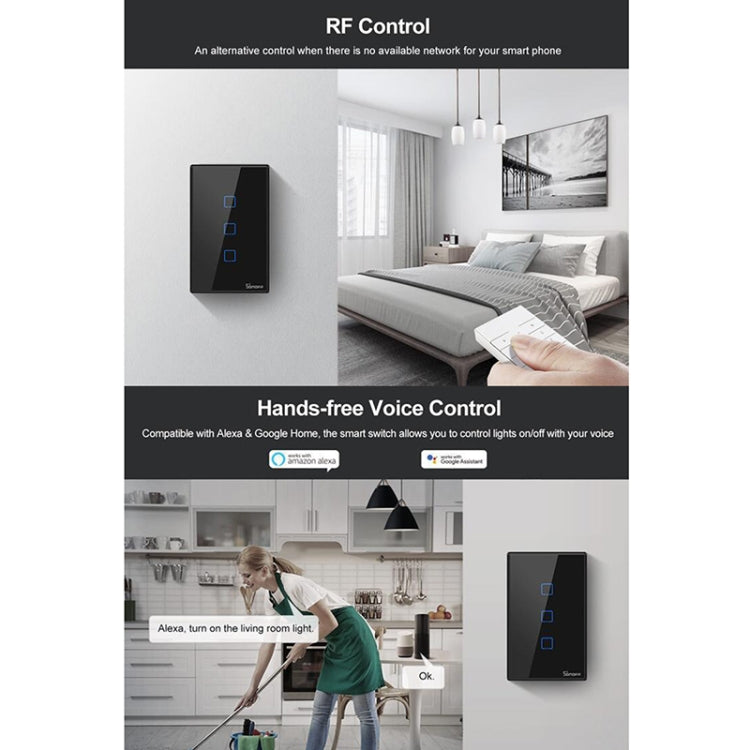 Sonoff T3 US-TX 433 RF WIFI Smart Remote Control Wall Touch Switch, US Plug, Style:Single Button - Smart Switch by Sonoff | Online Shopping South Africa | PMC Jewellery