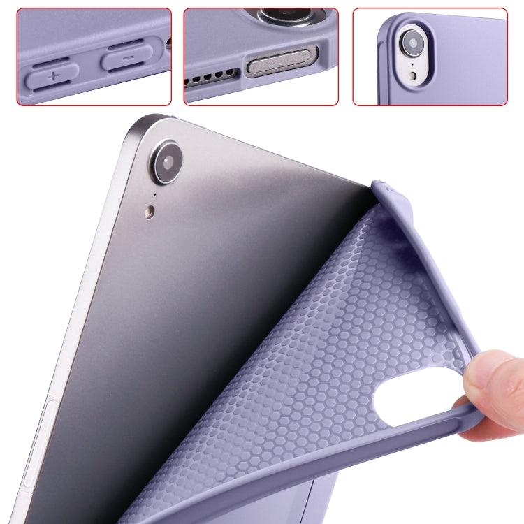 For iPad mini 6 / mini 2024 Honeycomb TPU Leather Tablet Case with 3-Folding Holder(Lavender Gray) - iPad mini 6 Cases by PMC Jewellery | Online Shopping South Africa | PMC Jewellery | Buy Now Pay Later Mobicred