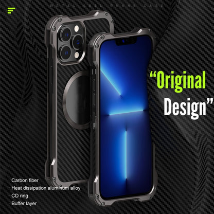 For iPhone 13 Pro Max R-JUST RJ51 Hollow Shockproof Metal Protective Case (Dark Grey) - iPhone 13 Pro Max Cases by R-JUST | Online Shopping South Africa | PMC Jewellery | Buy Now Pay Later Mobicred