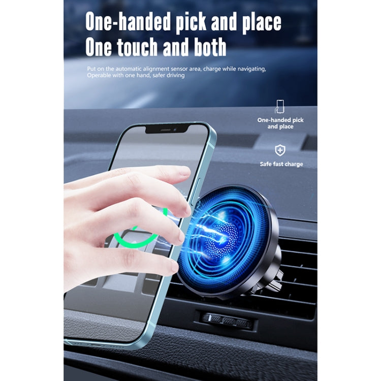 R-JUST CZ04 15W Rotatable Magnetic Car Wireless Charger Phone Holder for iPhone 12 / 13 Series(Black) - Wireless Charger Holders by R-JUST | Online Shopping South Africa | PMC Jewellery