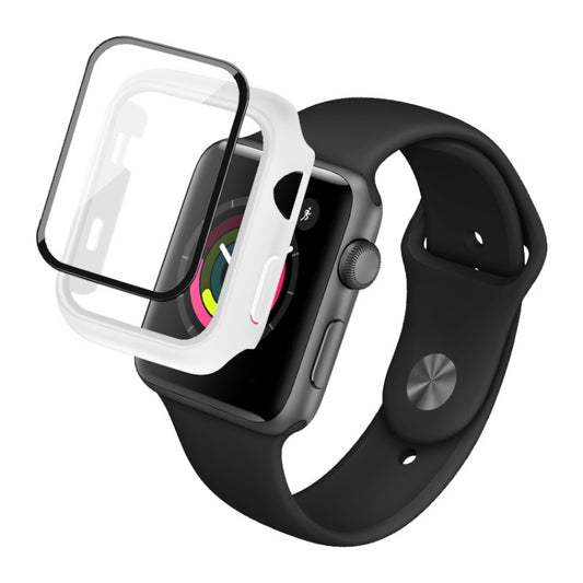 IMAK Shockproof PC Protective Case with Tempered Glass Film For Apple Watch Series 3 & 2 & 1 38mm(White) - Watch Cases by imak | Online Shopping South Africa | PMC Jewellery | Buy Now Pay Later Mobicred