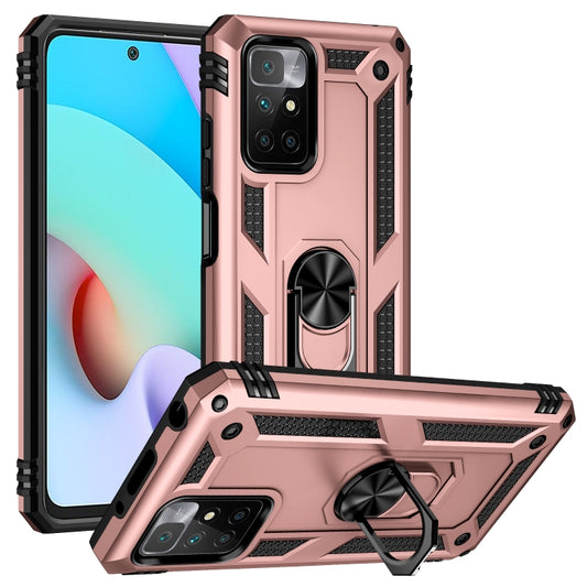 For Xiaomi Redmi 10 Shockproof TPU + PC Phone Case with 360 Degree Rotating Holder(Rose Gold) - Xiaomi Cases by PMC Jewellery | Online Shopping South Africa | PMC Jewellery