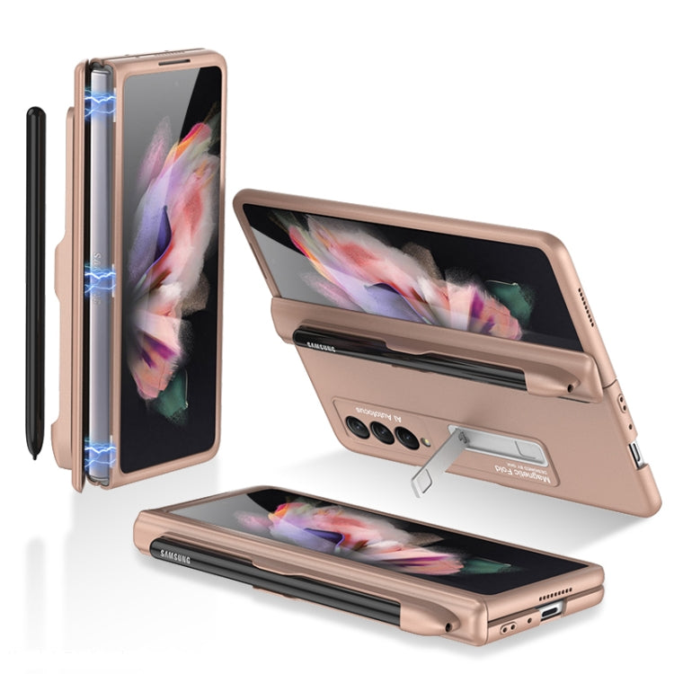 For Samsung Galaxy Z Fold3 5G GKK Magnetic Full Coverage Phone Flip Case with Pen Slot(Gold) - Galaxy Phone Cases by GKK | Online Shopping South Africa | PMC Jewellery | Buy Now Pay Later Mobicred