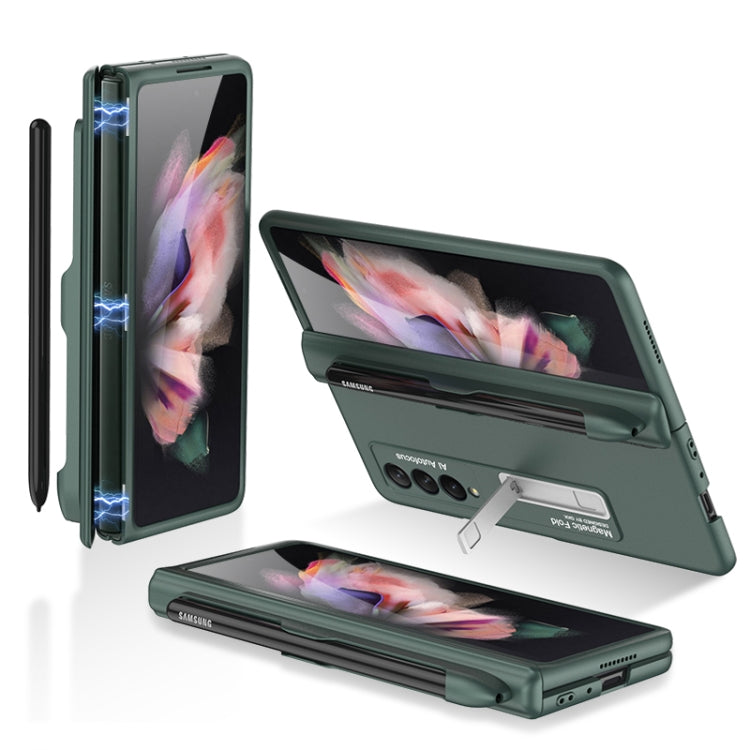 For Samsung Galaxy Z Fold3 5G GKK Magnetic Full Coverage Phone Flip Case with Pen Slot(Dark Green) - Galaxy Phone Cases by GKK | Online Shopping South Africa | PMC Jewellery