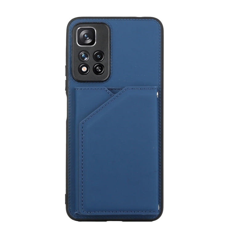 For Xiaomi Redmi Note 11 Pro Skin Feel PU + TPU + PC Phone Case with Card Slots(Blue) - Redmi Note 11 Pro Case by PMC Jewellery | Online Shopping South Africa | PMC Jewellery