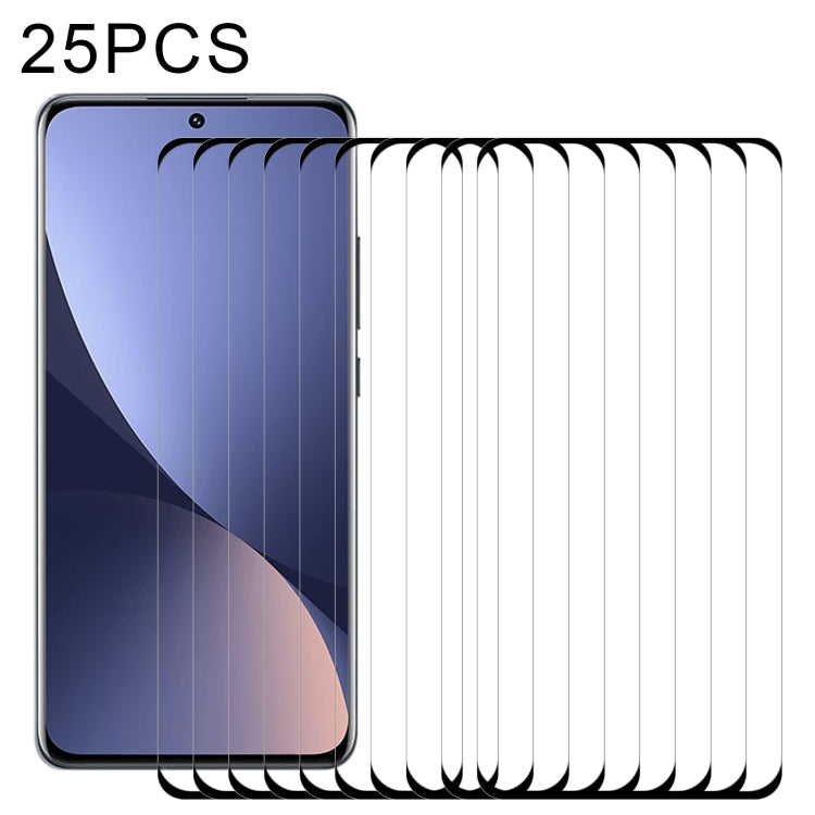 25 PCS 9H HD 3D Curved Edge Tempered Glass Film For Xiaomi 12X / 12(Black) - 12 Tempered Glass by PMC Jewellery | Online Shopping South Africa | PMC Jewellery