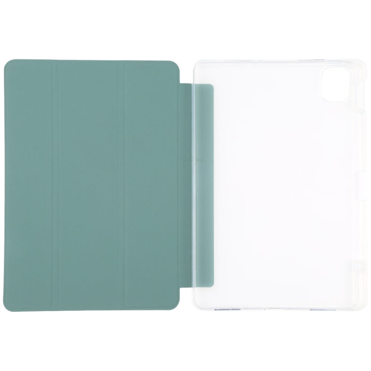 For Xiaomi Mi Pad 5 Pen Slot Transparent Back Cover Leather Tablet Case(Green) - More Tablet Cases by PMC Jewellery | Online Shopping South Africa | PMC Jewellery