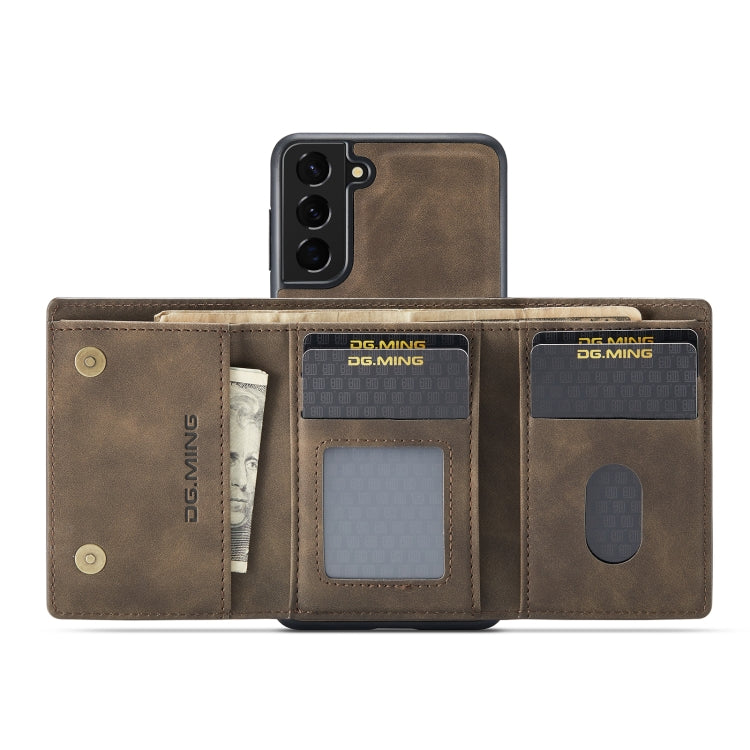 For Samsung Galaxy S22 5G DG.MING M1 Series 3-Fold Multi Card Wallet Phone Case(Coffee) - Galaxy S22 5G Cases by DG.MING | Online Shopping South Africa | PMC TechLife | Buy Now Pay Later Mobicred