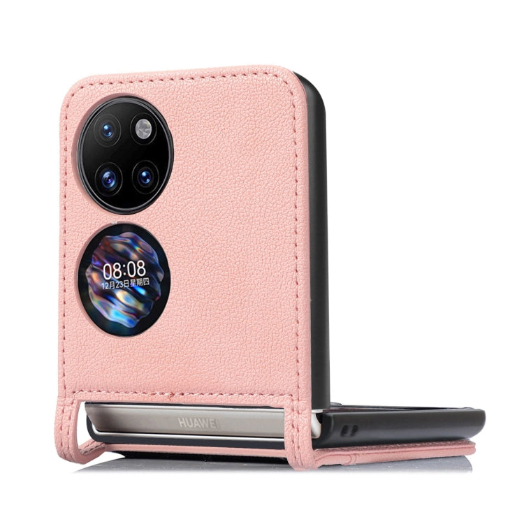 For Huawei P50 Pocket Lambskin Texture Card Folding Phone Case(Pink) - Huawei Cases by PMC TechLife | Online Shopping South Africa | PMC TechLife | Buy Now Pay Later Mobicred