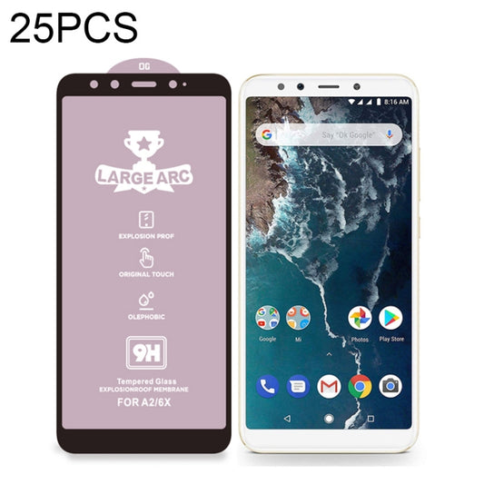 25 PCS 9H HD Large Arc High Alumina Full Screen Tempered Glass Film for Xiaomi Mi A2 -  by PMC Jewellery | Online Shopping South Africa | PMC Jewellery