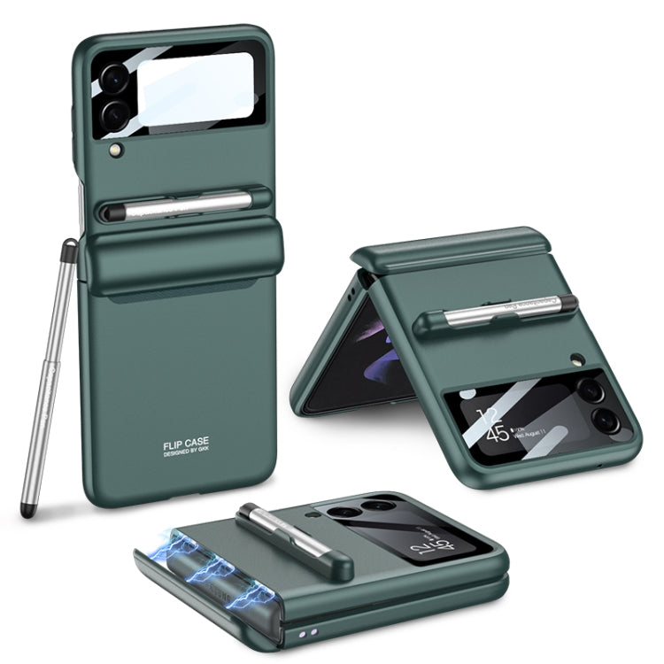 For Samsung Galaxy Z Flip3 5G GKK Magnetic Full Coverage Phone Flip Case with Pen(Forest Green) - Galaxy Phone Cases by GKK | Online Shopping South Africa | PMC Jewellery