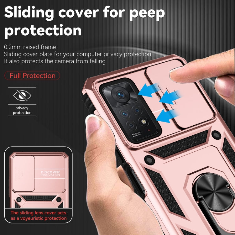 For Xiaomi Redmi Note 11 Pro Global Sliding Camshield Holder Phone Case(Rose Gold) - Redmi Note 11 Pro Case by PMC Jewellery | Online Shopping South Africa | PMC Jewellery