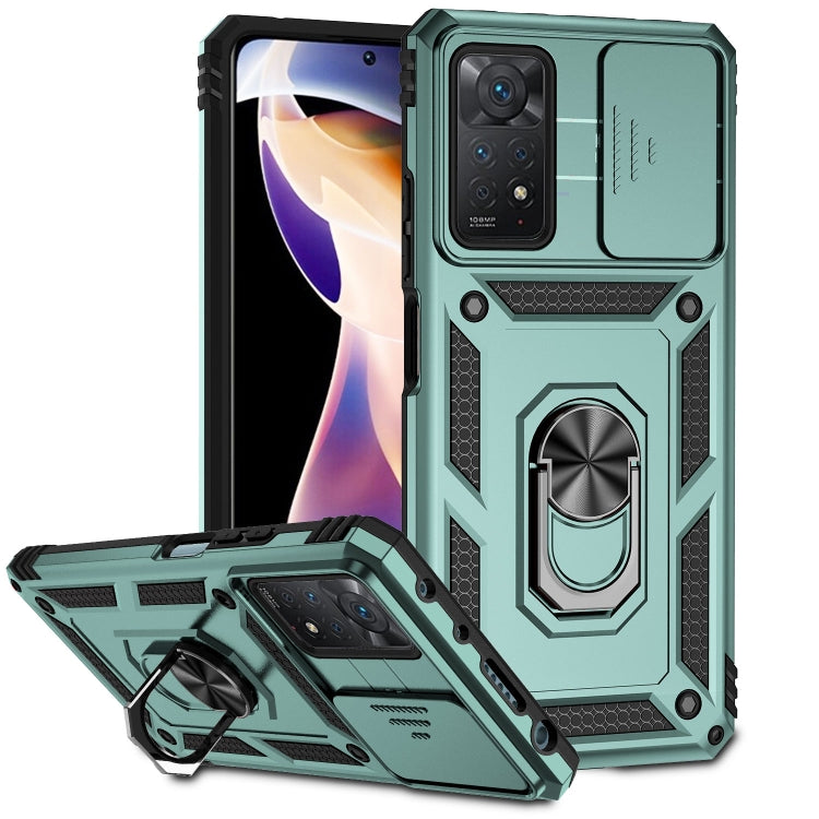 For Xiaomi Redmi Note 11 Pro Global Sliding Camshield Holder Phone Case(Dark Green) - Redmi Note 11 Pro Case by PMC Jewellery | Online Shopping South Africa | PMC Jewellery