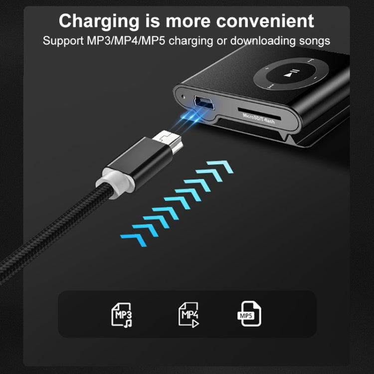 5 PCS Mini USB to USB A Woven Data / Charge Cable for MP3, Camera, Car DVR, Length:0.25m(Silver) -  by PMC TechLife | Online Shopping South Africa | PMC TechLife