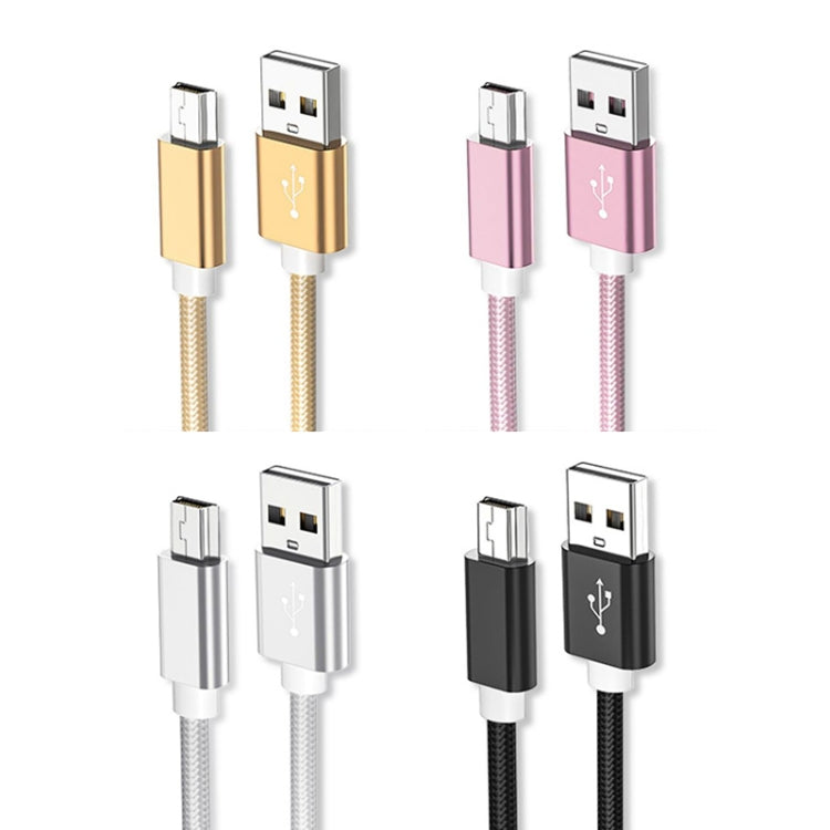 5 PCS Mini USB to USB A Woven Data / Charge Cable for MP3, Camera, Car DVR, Length:1.5m(Black) -  by PMC TechLife | Online Shopping South Africa | PMC TechLife | Buy Now Pay Later Mobicred
