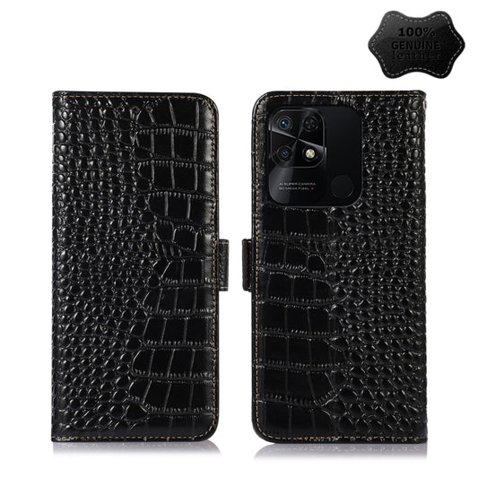 For Xiaomi Redmi 10C / 10 India Crocodile Top Layer Cowhide Leather Phone Case(Black) - Xiaomi Cases by PMC Jewellery | Online Shopping South Africa | PMC Jewellery