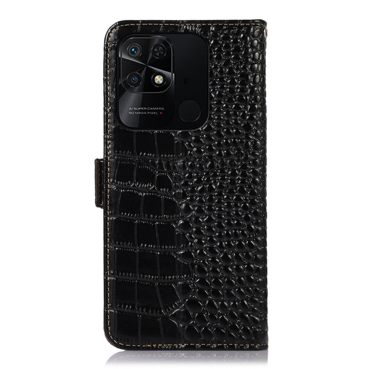 For Xiaomi Redmi 10C / 10 India Crocodile Top Layer Cowhide Leather Phone Case(Black) - Xiaomi Cases by PMC Jewellery | Online Shopping South Africa | PMC Jewellery