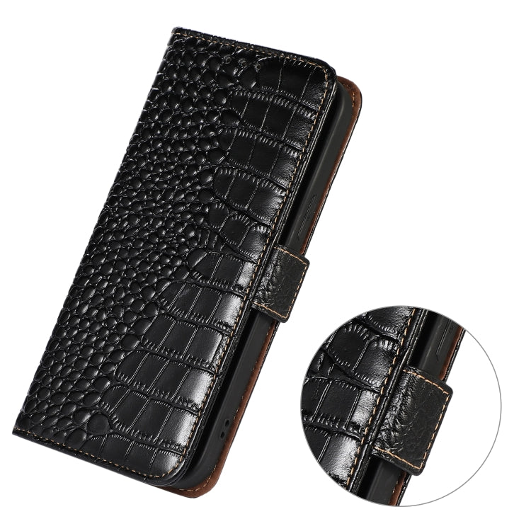 For Xiaomi Redmi 10C / 10 India Crocodile Top Layer Cowhide Leather Phone Case(Black) - Xiaomi Cases by PMC Jewellery | Online Shopping South Africa | PMC Jewellery