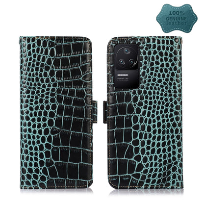 For Xiaomi Redmi K40S Crocodile Top Layer Cowhide Leather Phone Case(Green) - Xiaomi Cases by PMC Jewellery | Online Shopping South Africa | PMC Jewellery