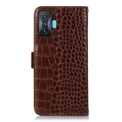 For Xiaomi Redmi K50 Gaming Crocodile Top Layer Cowhide Leather Phone Case(Brown) - Xiaomi Cases by PMC Jewellery | Online Shopping South Africa | PMC Jewellery