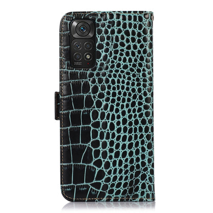 For Xiaomi Redmi Note 11 4G/11S 4G Global Crocodile Top Layer Cowhide Leather Phone Case(Green) - Xiaomi Cases by PMC Jewellery | Online Shopping South Africa | PMC Jewellery