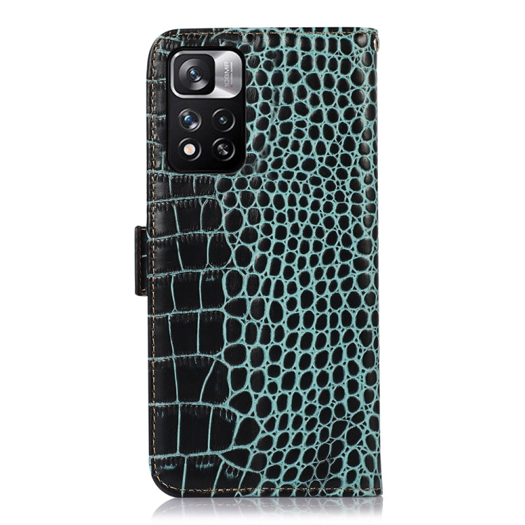 For Xiaomi Redmi Note 11 Pro 4G / 5G Global Crocodile Top Layer Cowhide Leather Phone Case(Green) - Redmi Note 11 Pro Case by PMC Jewellery | Online Shopping South Africa | PMC Jewellery