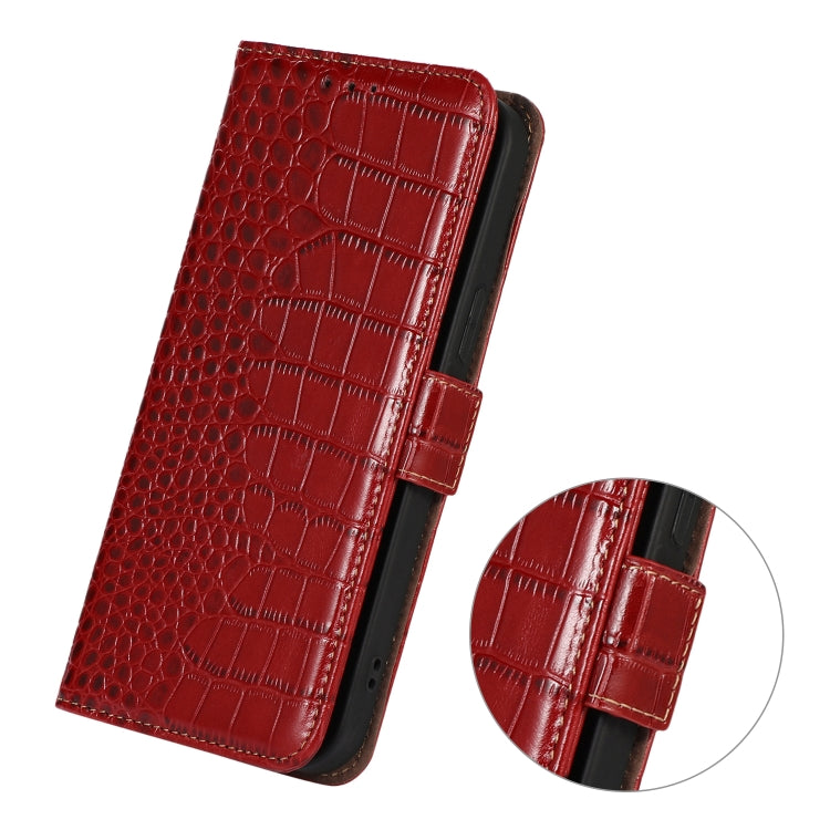 For Xiaomi Poco M4 Pro 4G Crocodile Top Layer Cowhide Leather Phone Case(Red) - Xiaomi Cases by PMC TechLife | Online Shopping South Africa | PMC TechLife