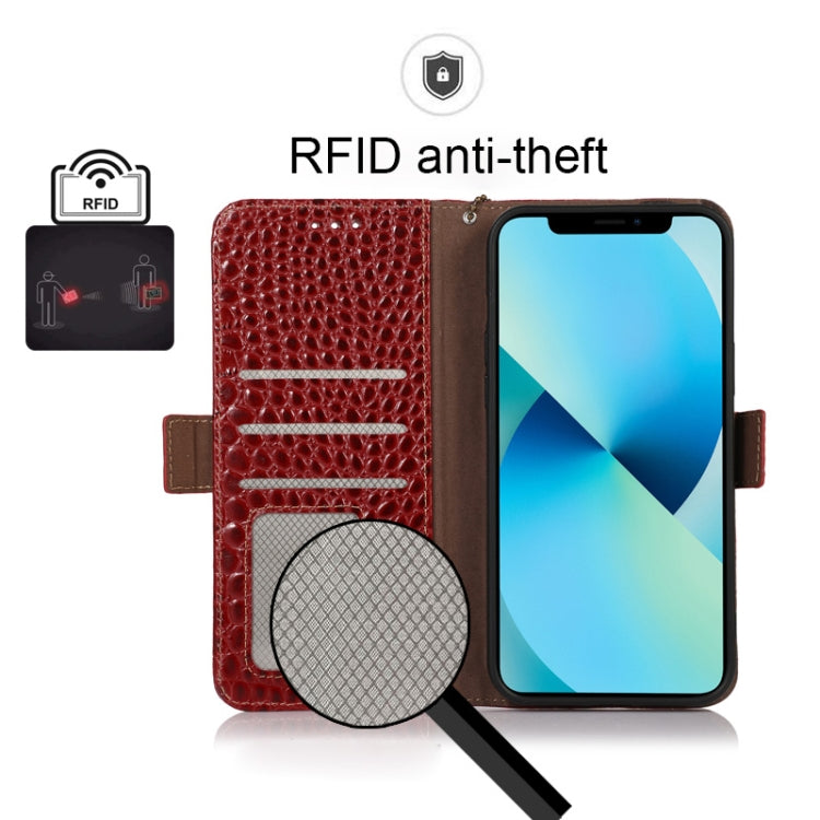 For Xiaomi Poco M4 Pro 4G Crocodile Top Layer Cowhide Leather Phone Case(Red) - Xiaomi Cases by PMC TechLife | Online Shopping South Africa | PMC TechLife