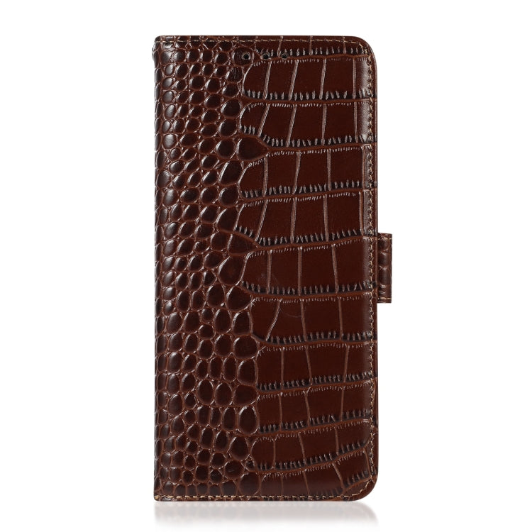 For Xiaomi Poco M4 Pro 4G Crocodile Top Layer Cowhide Leather Phone Case(Brown) - Xiaomi Cases by PMC Jewellery | Online Shopping South Africa | PMC Jewellery