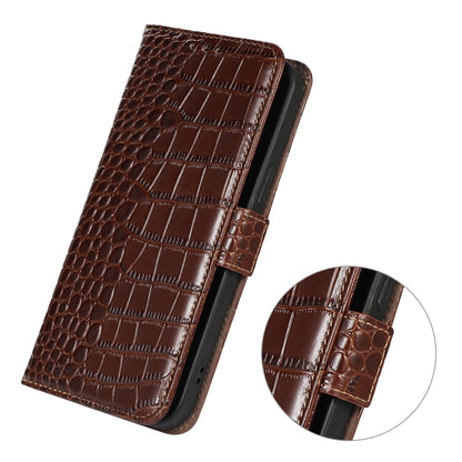 For Xiaomi Poco M4 Pro 4G Crocodile Top Layer Cowhide Leather Phone Case(Brown) - Xiaomi Cases by PMC Jewellery | Online Shopping South Africa | PMC Jewellery