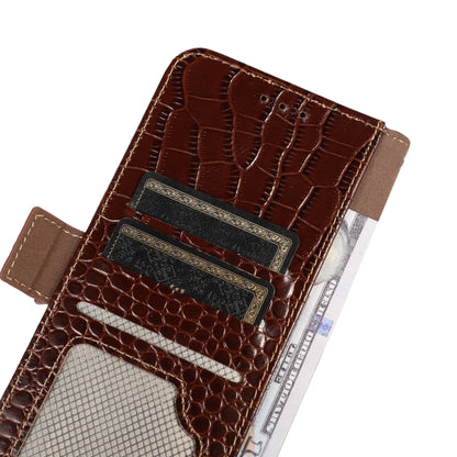 For Xiaomi Poco M4 Pro 4G Crocodile Top Layer Cowhide Leather Phone Case(Brown) - Xiaomi Cases by PMC Jewellery | Online Shopping South Africa | PMC Jewellery