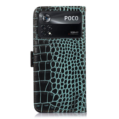 For Xiaomi Poco X4 Pro 5G Crocodile Top Layer Cowhide Leather Phone Case(Green) - Xiaomi Cases by PMC Jewellery | Online Shopping South Africa | PMC Jewellery