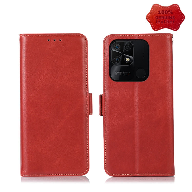 For Xiaomi Redmi 10C / 10 India Crazy Horse Top Layer Cowhide Leather Phone Case(Red) - Xiaomi Cases by PMC Jewellery | Online Shopping South Africa | PMC Jewellery