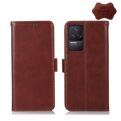 For Xiaomi Redmi K50 / K50 Pro Crazy Horse Top Layer Cowhide Leather Phone Case(Brown) - Xiaomi Cases by PMC Jewellery | Online Shopping South Africa | PMC Jewellery