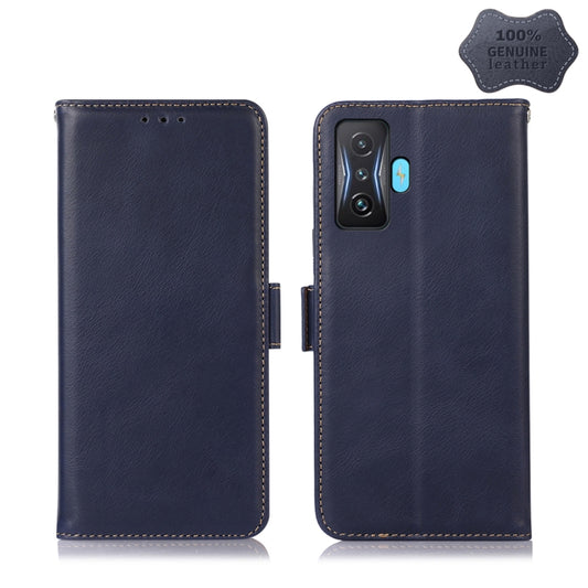 For Xiaomi Redmi K50 Gaming Crazy Horse Top Layer Cowhide Leather Phone Case(Blue) - Xiaomi Cases by PMC Jewellery | Online Shopping South Africa | PMC Jewellery