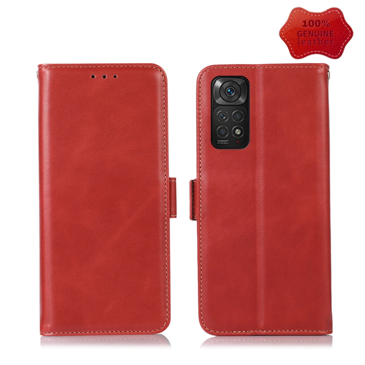 For Xiaomi Redmi Note 11 4G/11S 4G Global Crazy Horse Top Layer Cowhide Leather Phone Case(Red) - Xiaomi Cases by PMC Jewellery | Online Shopping South Africa | PMC Jewellery