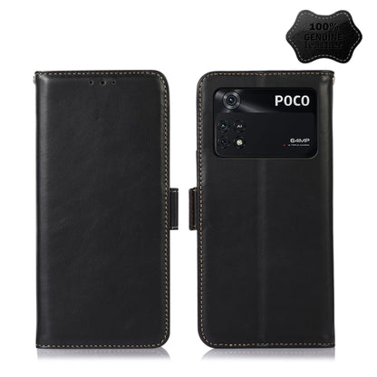 For Xiaomi Poco M4 Pro 4G Crazy Horse Top Layer Cowhide Leather Phone Case(Black) - Xiaomi Cases by PMC Jewellery | Online Shopping South Africa | PMC Jewellery