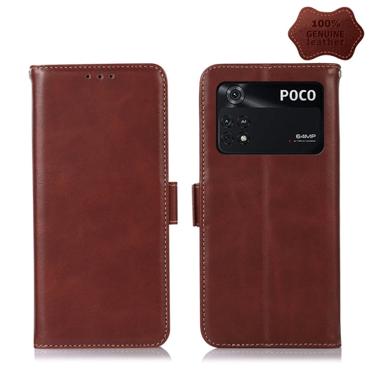 For Xiaomi Poco M4 Pro 4G Crazy Horse Top Layer Cowhide Leather Phone Case(Brown) - Xiaomi Cases by PMC Jewellery | Online Shopping South Africa | PMC Jewellery