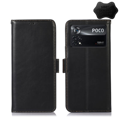 For Xiaomi Poco X4 Pro 5G Crazy Horse Top Layer Cowhide Leather Phone Case(Black) - Xiaomi Cases by PMC Jewellery | Online Shopping South Africa | PMC Jewellery