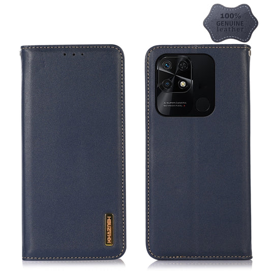 For Xiaomi Redmi 10C / 10 India KHAZNEH Nappa Top Layer Cowhide Leather Phone Case(Blue) - Xiaomi Cases by PMC Jewellery | Online Shopping South Africa | PMC Jewellery