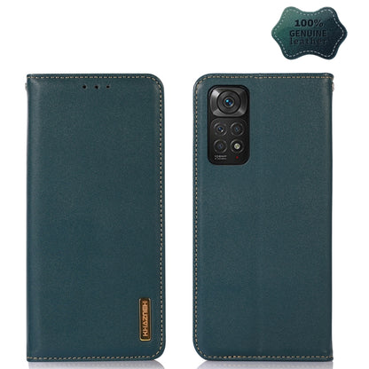 For Xiaomi Redmi Note 11 4G/11S 4G Global KHAZNEH Nappa Top Layer Cowhide Leather Phone Case(Green) - Xiaomi Cases by PMC Jewellery | Online Shopping South Africa | PMC Jewellery