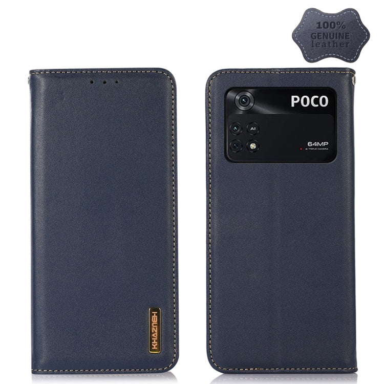 For Xiaomi Poco M4 Pro 4G KHAZNEH Nappa Top Layer Cowhide Leather Phone Case(Blue) - Xiaomi Cases by PMC Jewellery | Online Shopping South Africa | PMC Jewellery