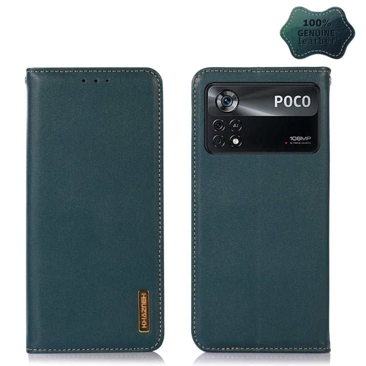 For Xiaomi Poco X4 Pro 5G KHAZNEH Nappa Top Layer Cowhide Leather Phone Case(Green) - Xiaomi Cases by PMC Jewellery | Online Shopping South Africa | PMC Jewellery