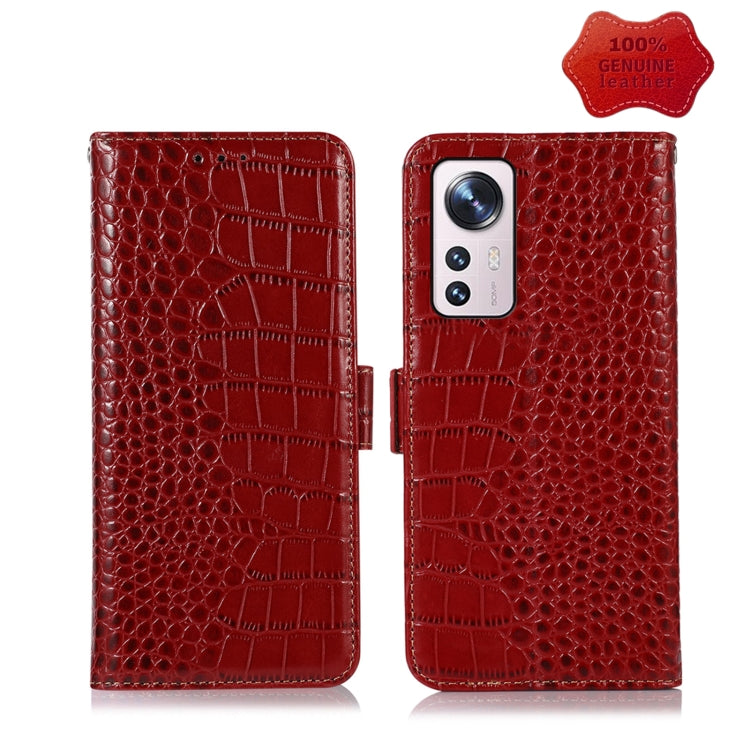 For Xiaomi 12 Pro Crocodile Top Layer Cowhide Leather Phone Case(Red) - 12 Pro Cases by PMC TechLife | Online Shopping South Africa | PMC TechLife