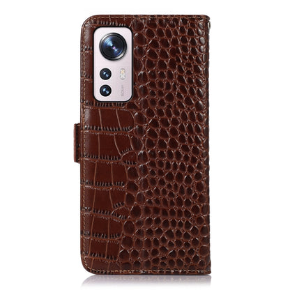 For Xiaomi 12 Pro Crocodile Top Layer Cowhide Leather Phone Case(Brown) - 12 Pro Cases by PMC Jewellery | Online Shopping South Africa | PMC Jewellery