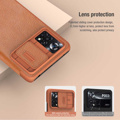 For Xiaomi Poco X4 Pro 5G NILLKIN QIN Series Pro Sliding Camera Cover Leather Phone Case(Red) - Xiaomi Cases by NILLKIN | Online Shopping South Africa | PMC Jewellery